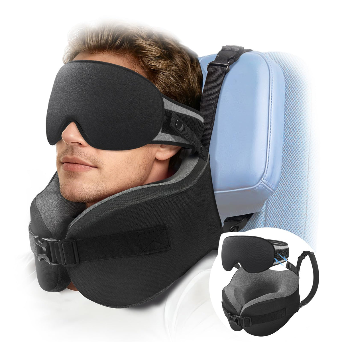 yfong travel pillow 360-neck-lock demonstrates full head support for long flights
