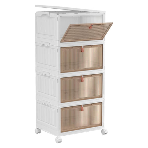 YFXCVSL four-tier storage bin with lid highlighting 28qt capacity for organized spaces