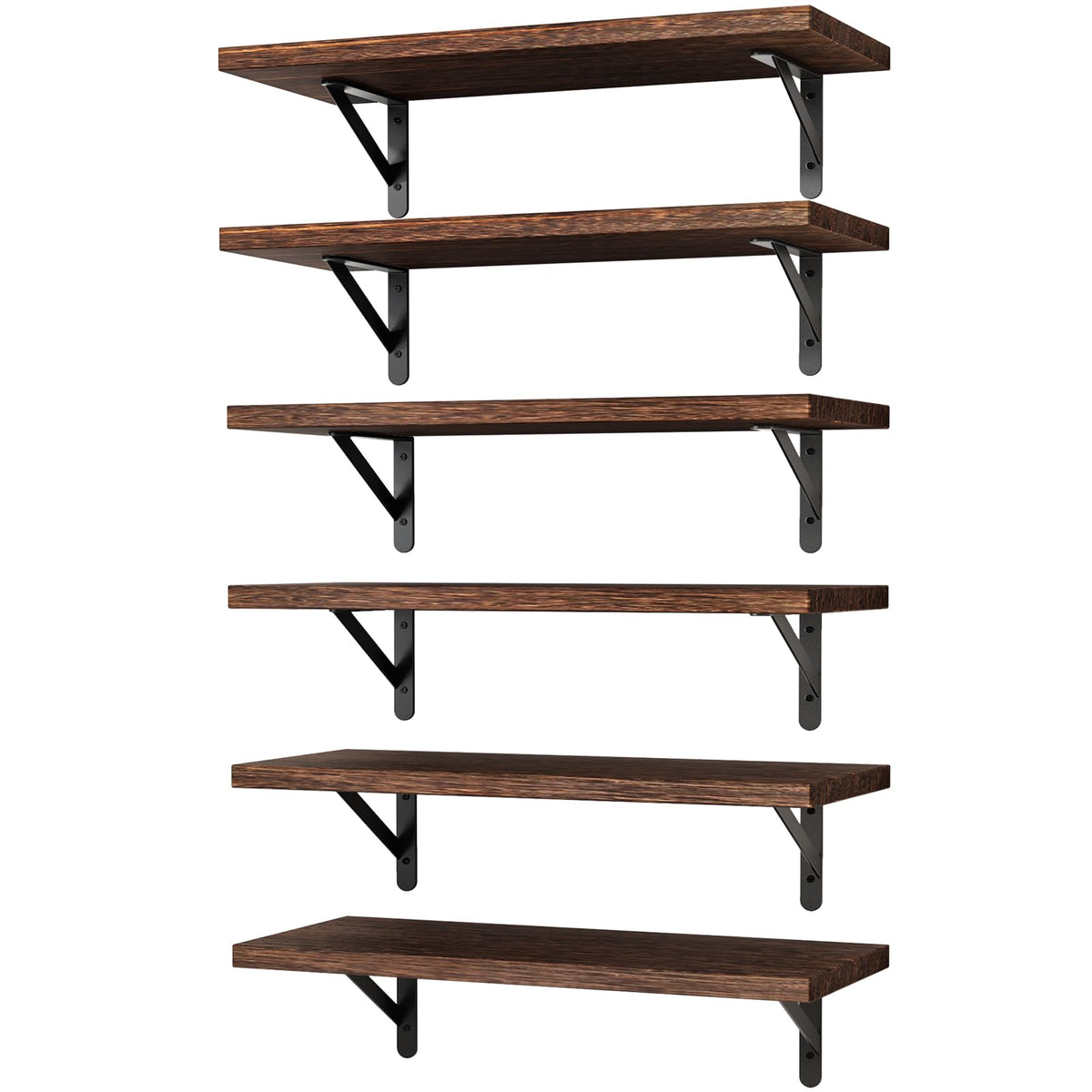YGEOMER brown floating shelves 16.5-inch set for flexible wall storage and display
