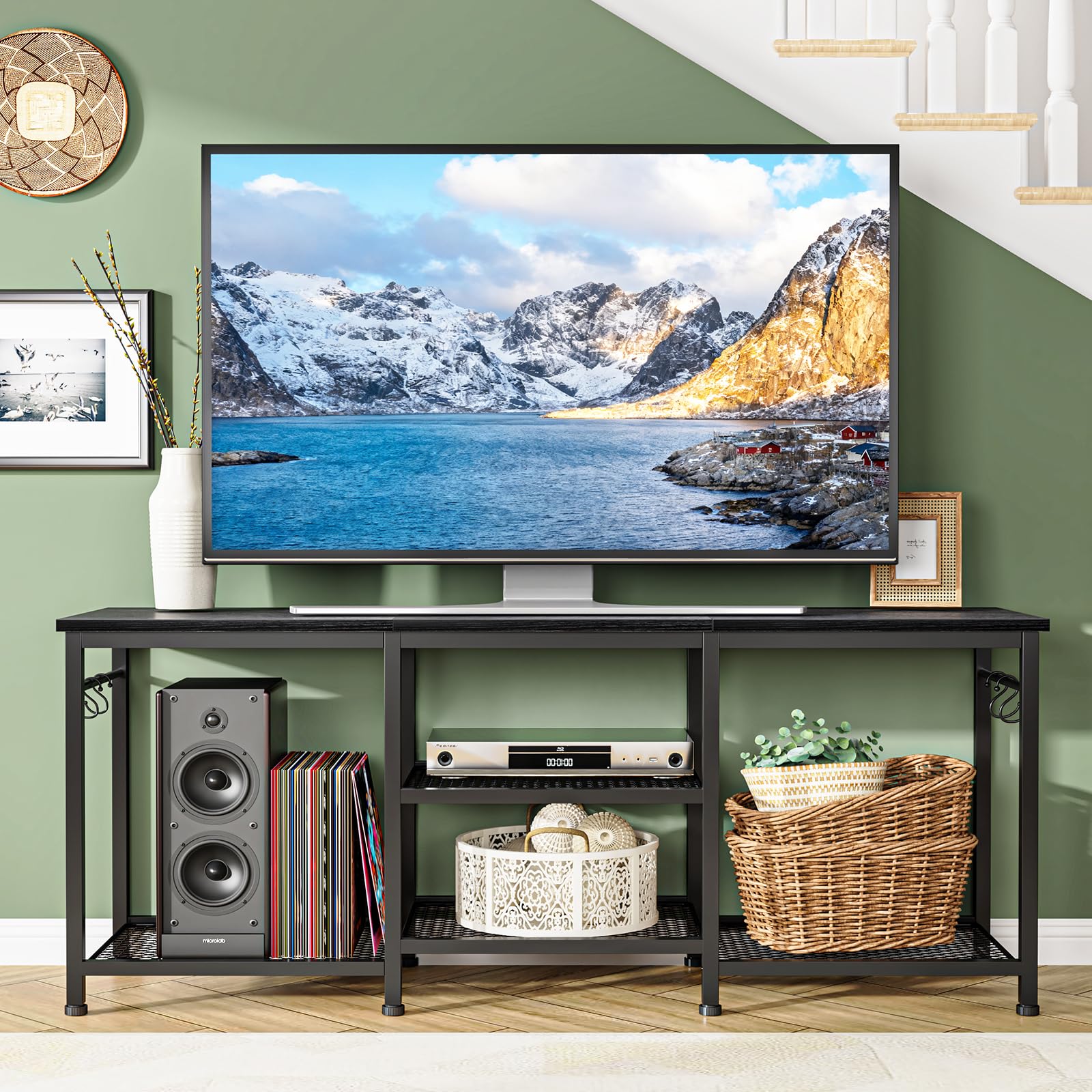 YGEOMER cable management design helps tidy cords neatly.