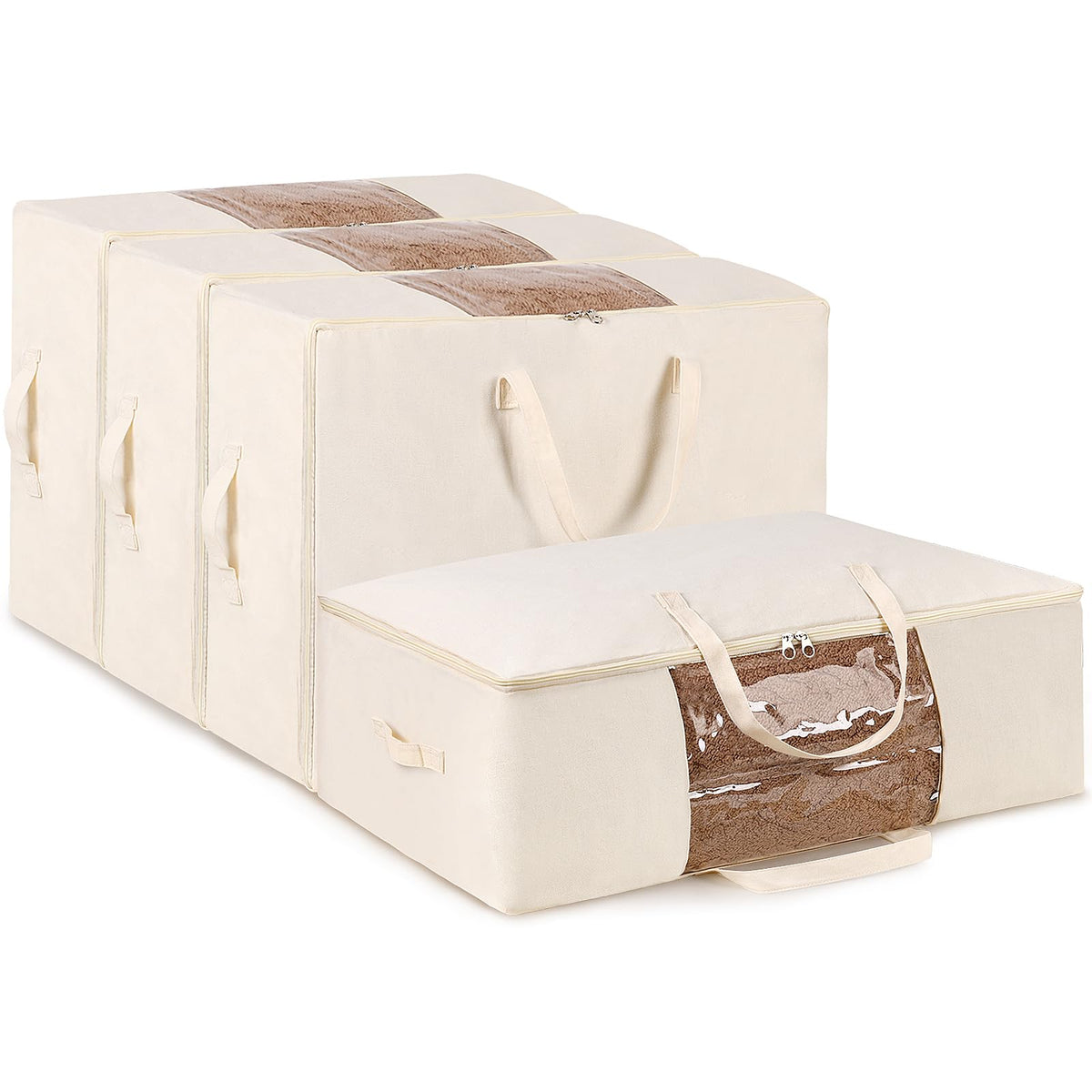YGEOMER Comforter Storage Bag with zipper keeps bedding neatly stored.