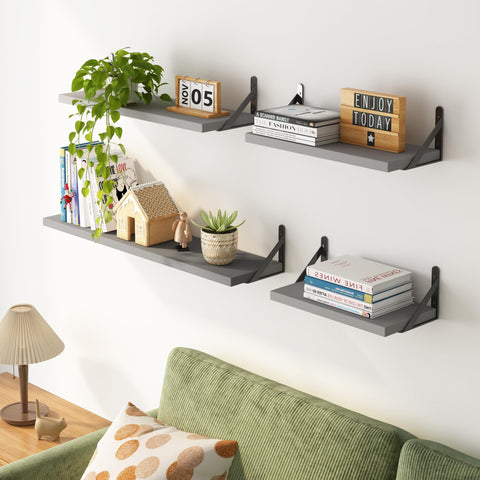 YGEOMER floating shelves gray set4 bathroom towels for tidy space