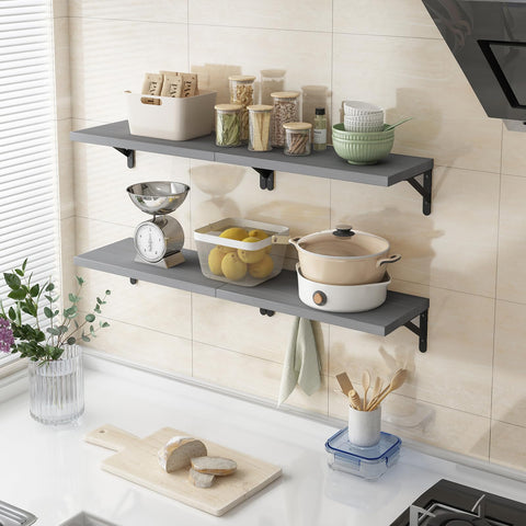 YGEOMER floating shelves gray set4 bedroom decor for organize photos