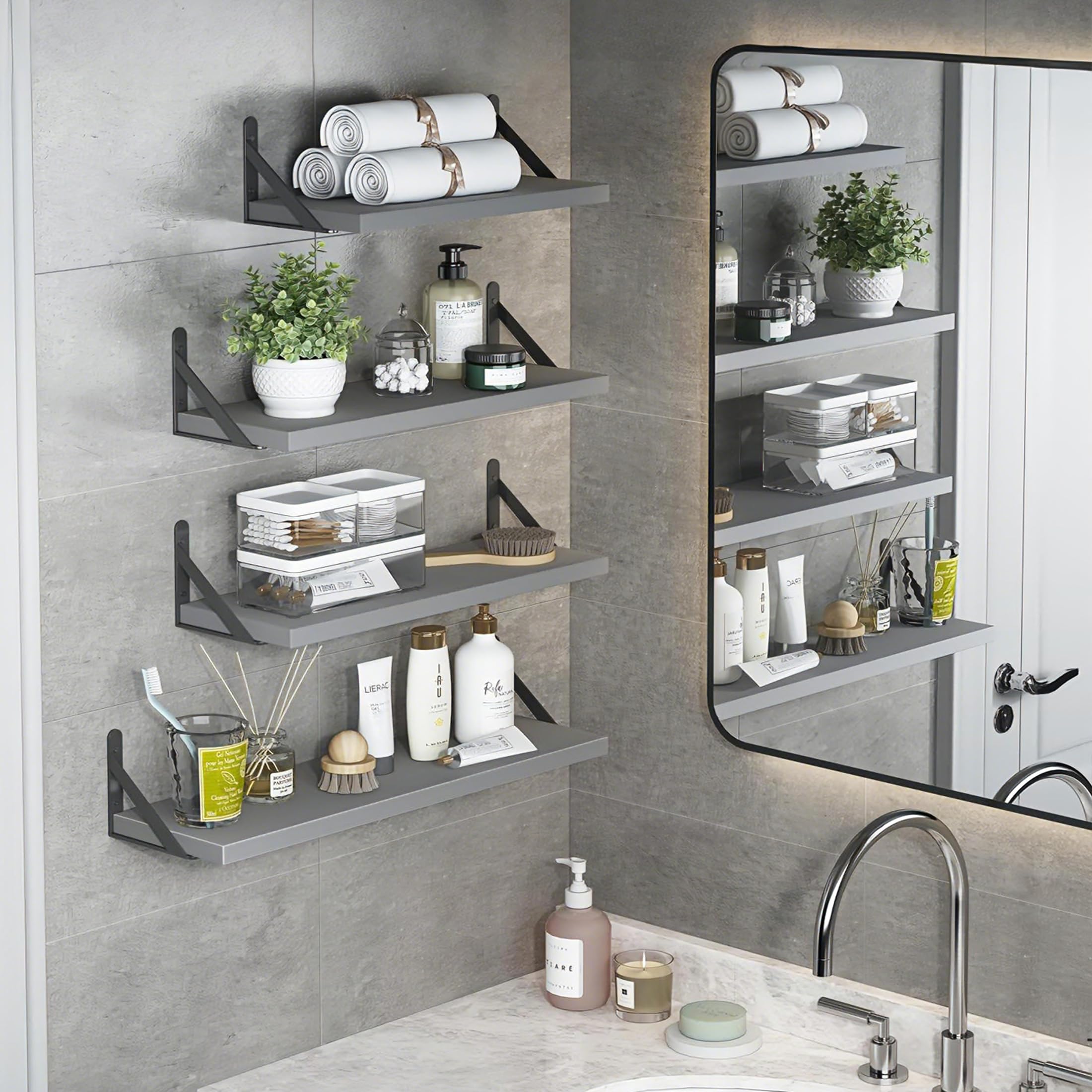 YGEOMER floating shelves gray set4 cat shelf for sturdy display