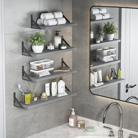 YGEOMER floating shelves gray set4 cat shelf for sturdy display