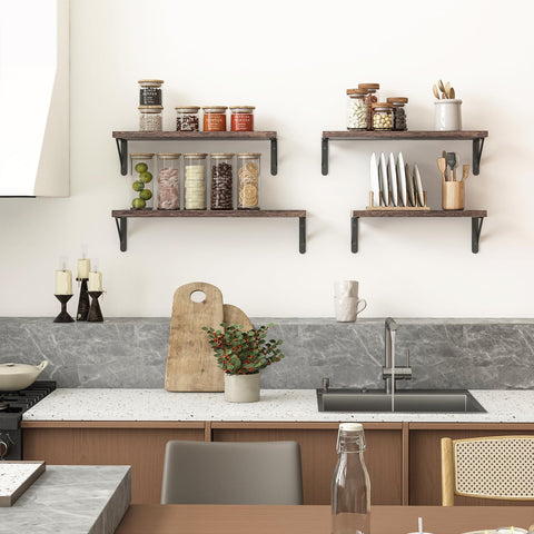 Medium YGEOMER shelf in dark finish ideal for towels, plants, or keepsakes