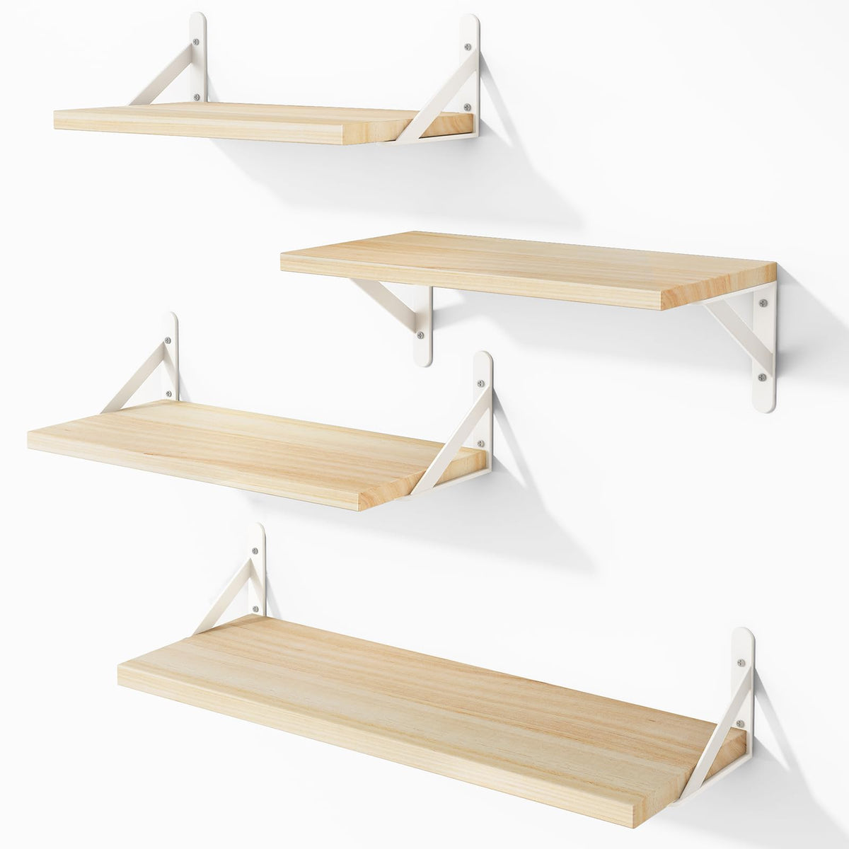 YGEOMER floating shelves set of four in natural wood for versatile wall display