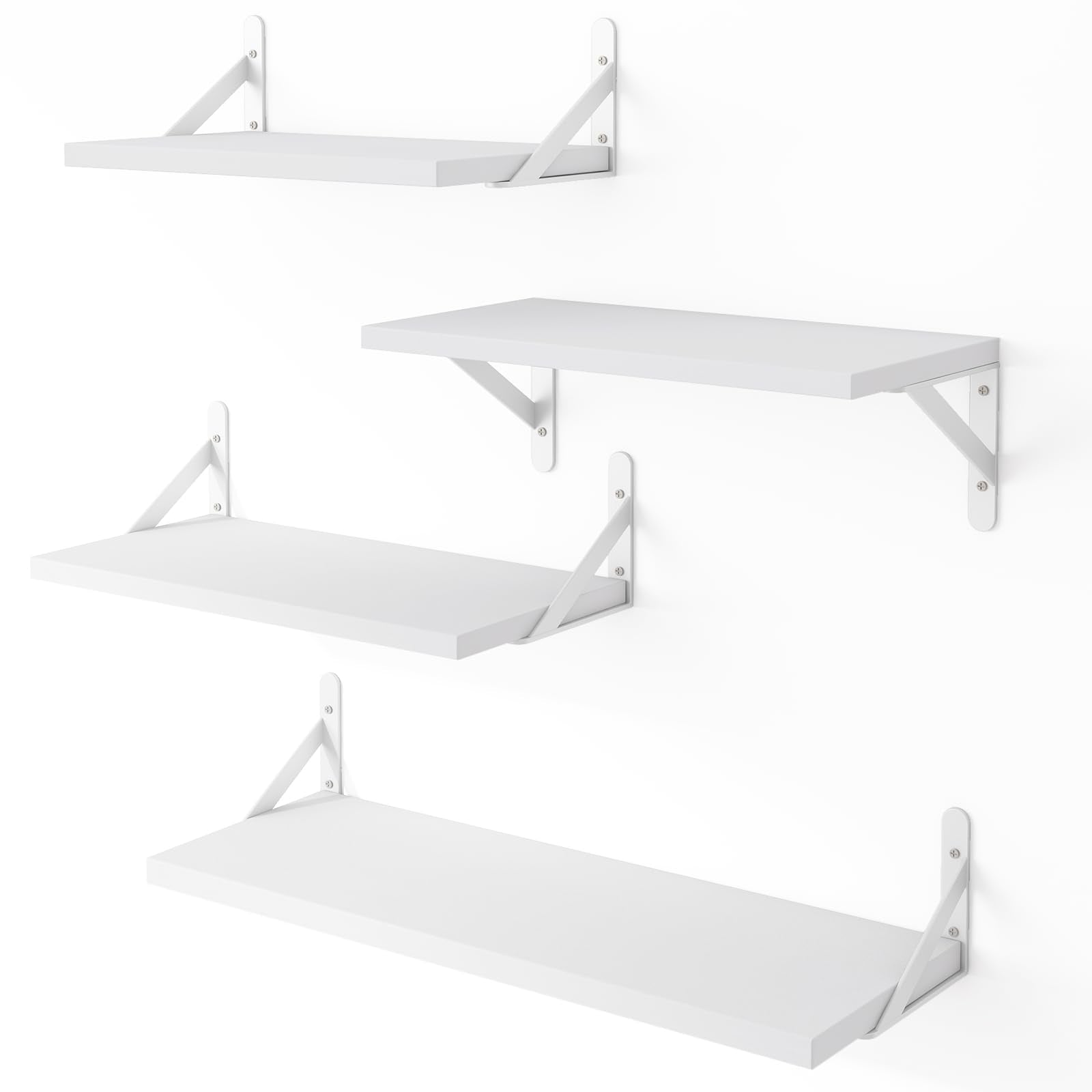 YGEOMER floating shelves with varied brackets for flexible wall display