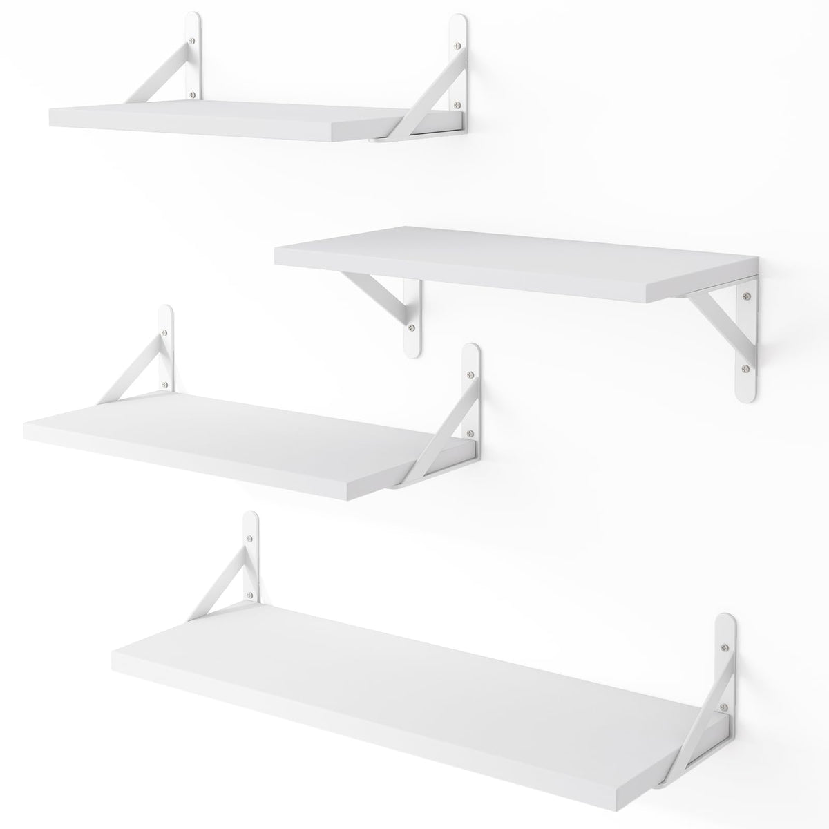 YGEOMER floating shelves with varied brackets for flexible wall display