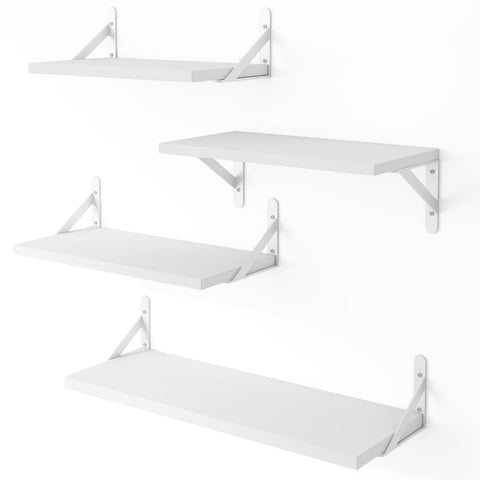 YGEOMER floating shelves with varied brackets for flexible wall display