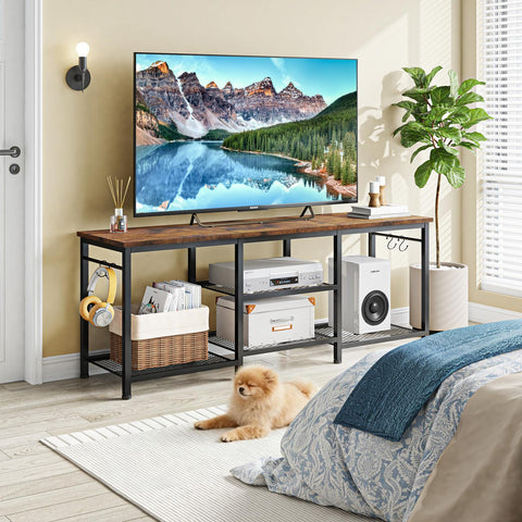 YGEOMER minimalist TV stand complements living rooms with modern rustic style