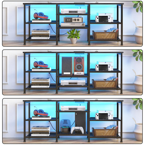 YGEOMER open storage shelves on TV stand for media devices