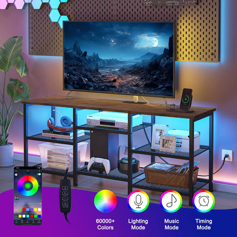 YGEOMER TV Stand with adjustable upper panels adapts to items stored.
