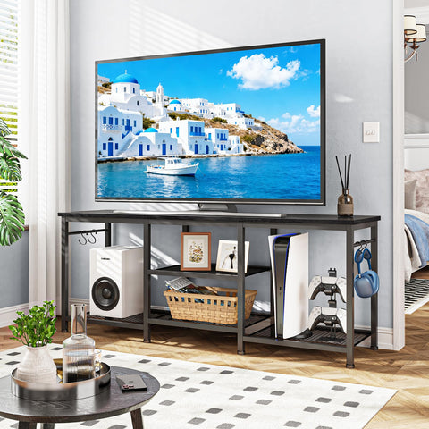 YGEOMER TV stand assembly guide for quick, tool-light setup.