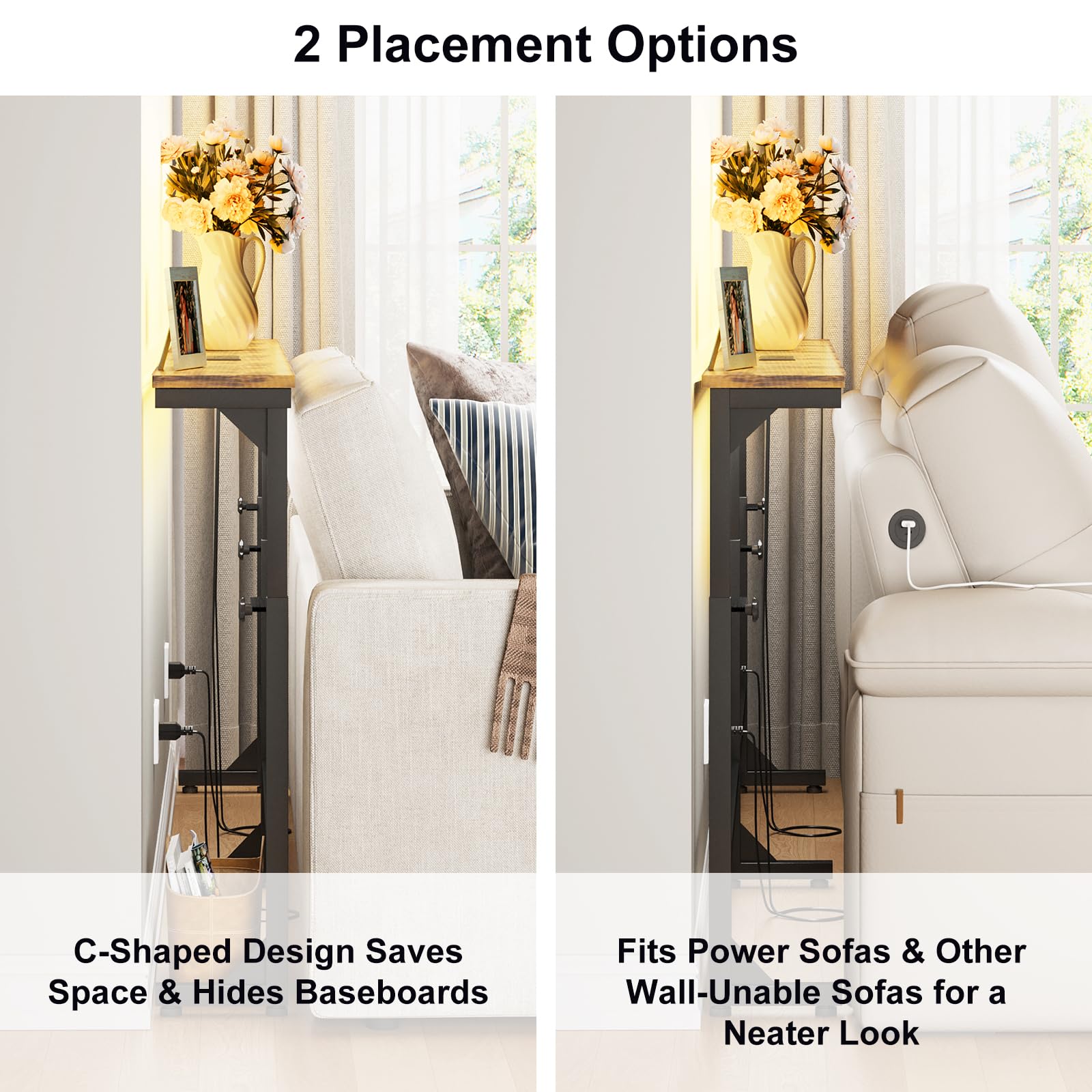YGEOMER USB ports support quick device charging near seating