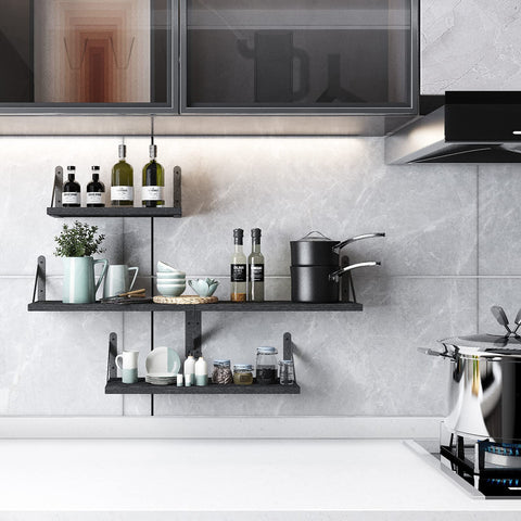 YGEOMER wall shelves bracket detail highlights the matte finish and sturdy support.