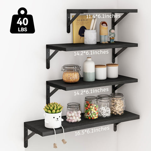 YGEOMER wall shelves with varied sizes boards for flexible display and storage.