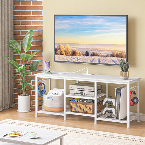 YGEOMER unit offers tall side space for consoles and speakers.