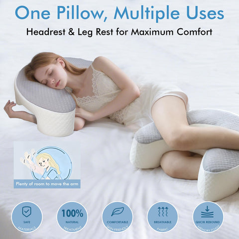 YGJT Side Sleeper Pillow arm channels guide shoulder and neck alignment