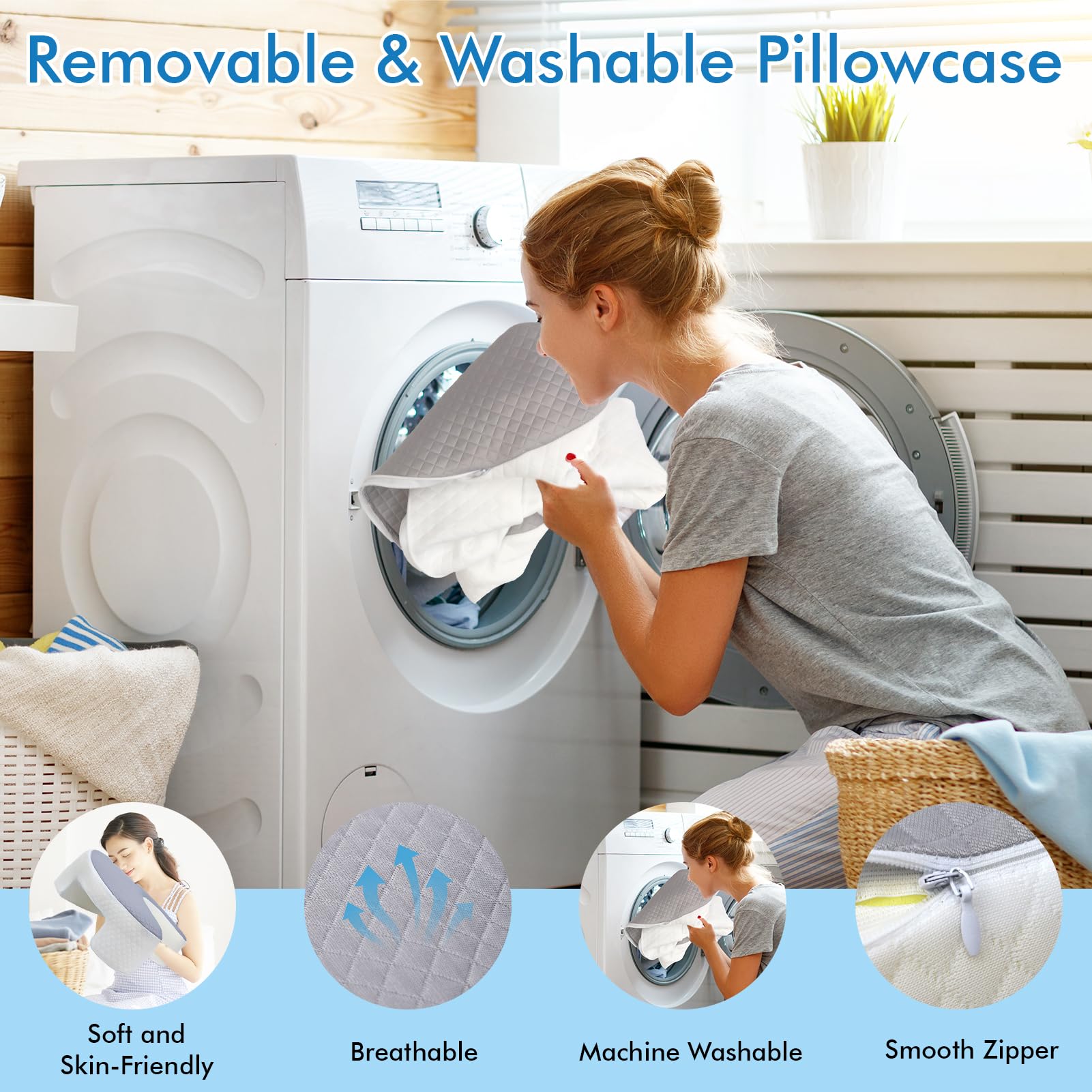 YGJT Side Sleeper Pillow removable, washable cover for easy freshness