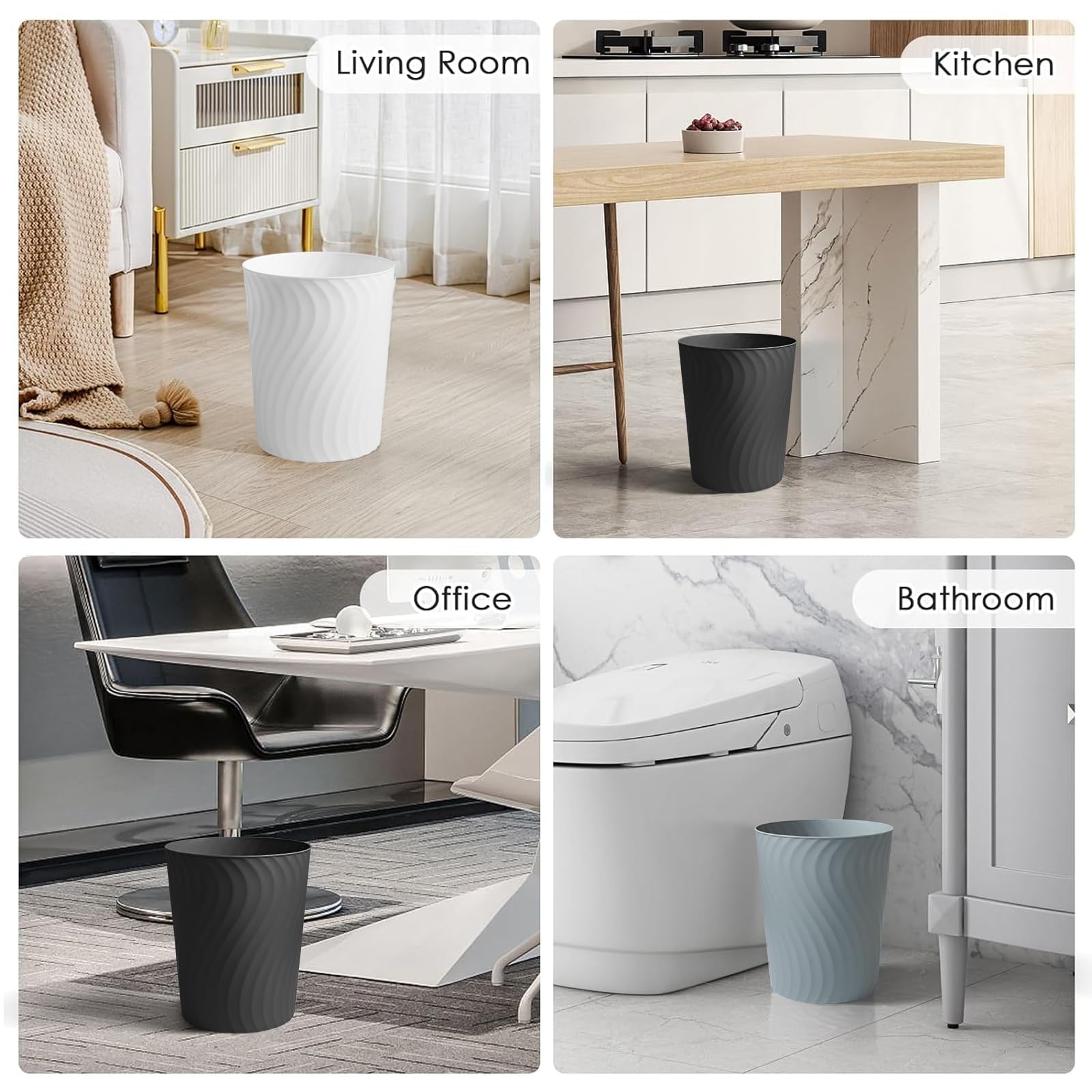 YGJT 3-pack trash bin on desk top, ideal for dorm or home office.