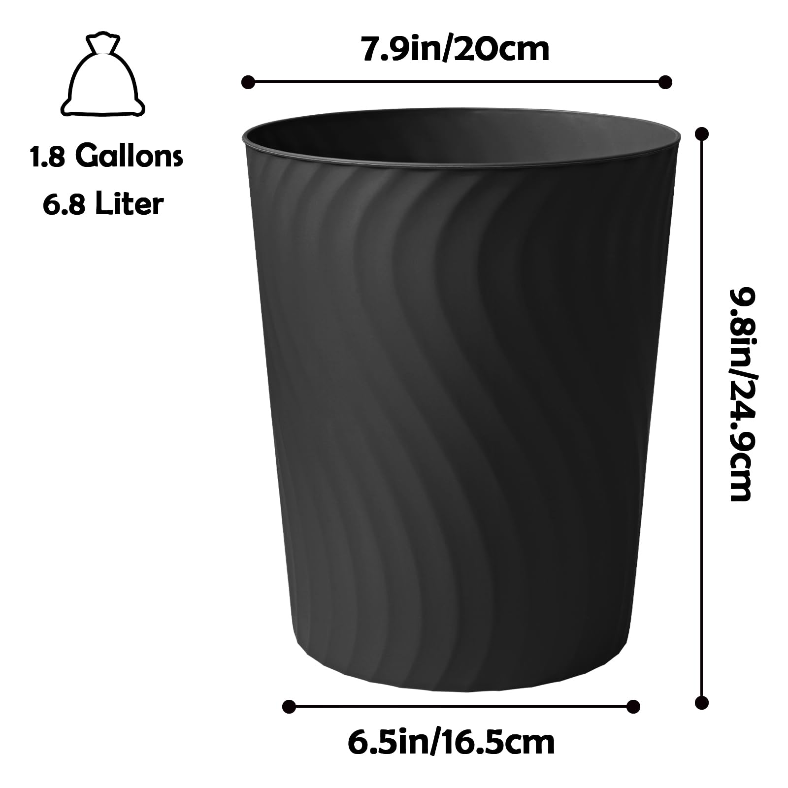 YGJT three-pack black trash can on an office desk for tidy workspace.
