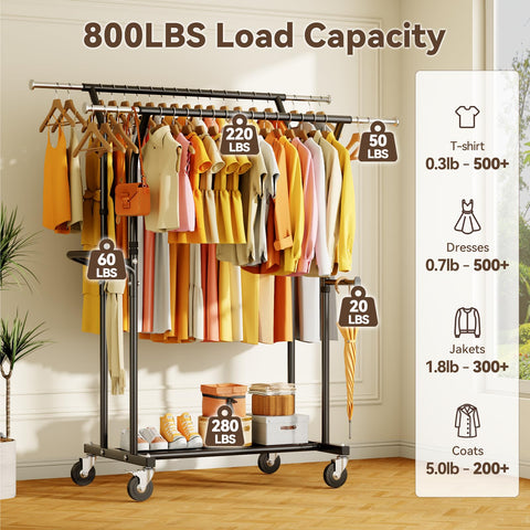 YGleeao heavy-duty rack side view with wheels showcases mobile organization.