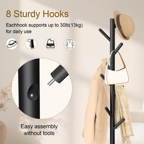 YheenLf easy-assembly coat rack for quick setup at home.
