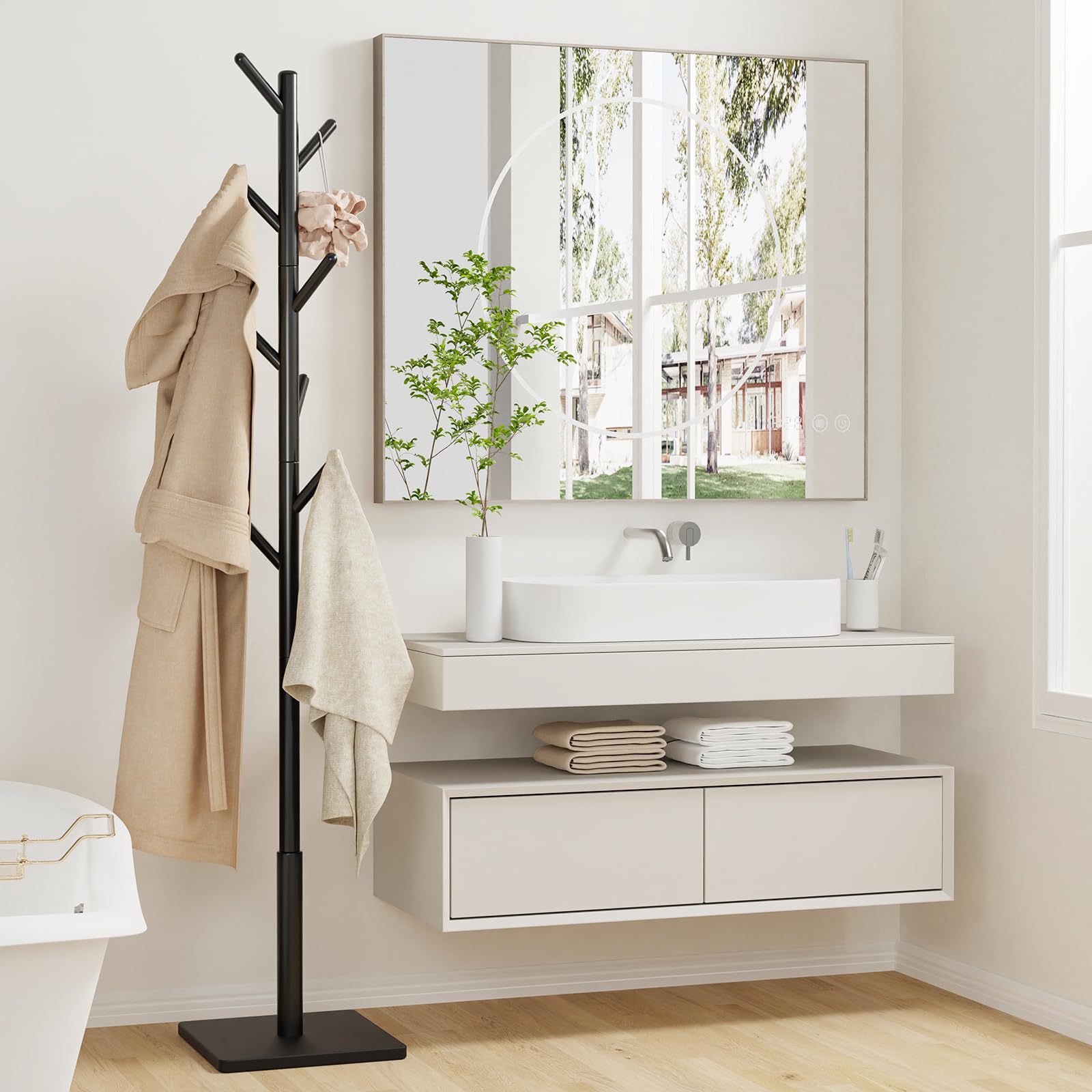 YheenLf solid rubberwood frame provides durable, sturdy storage.
