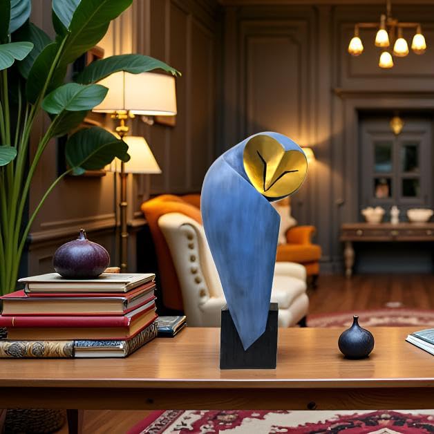 YHHRESINHOME neutral resin owl sculpture blends with any decor style.