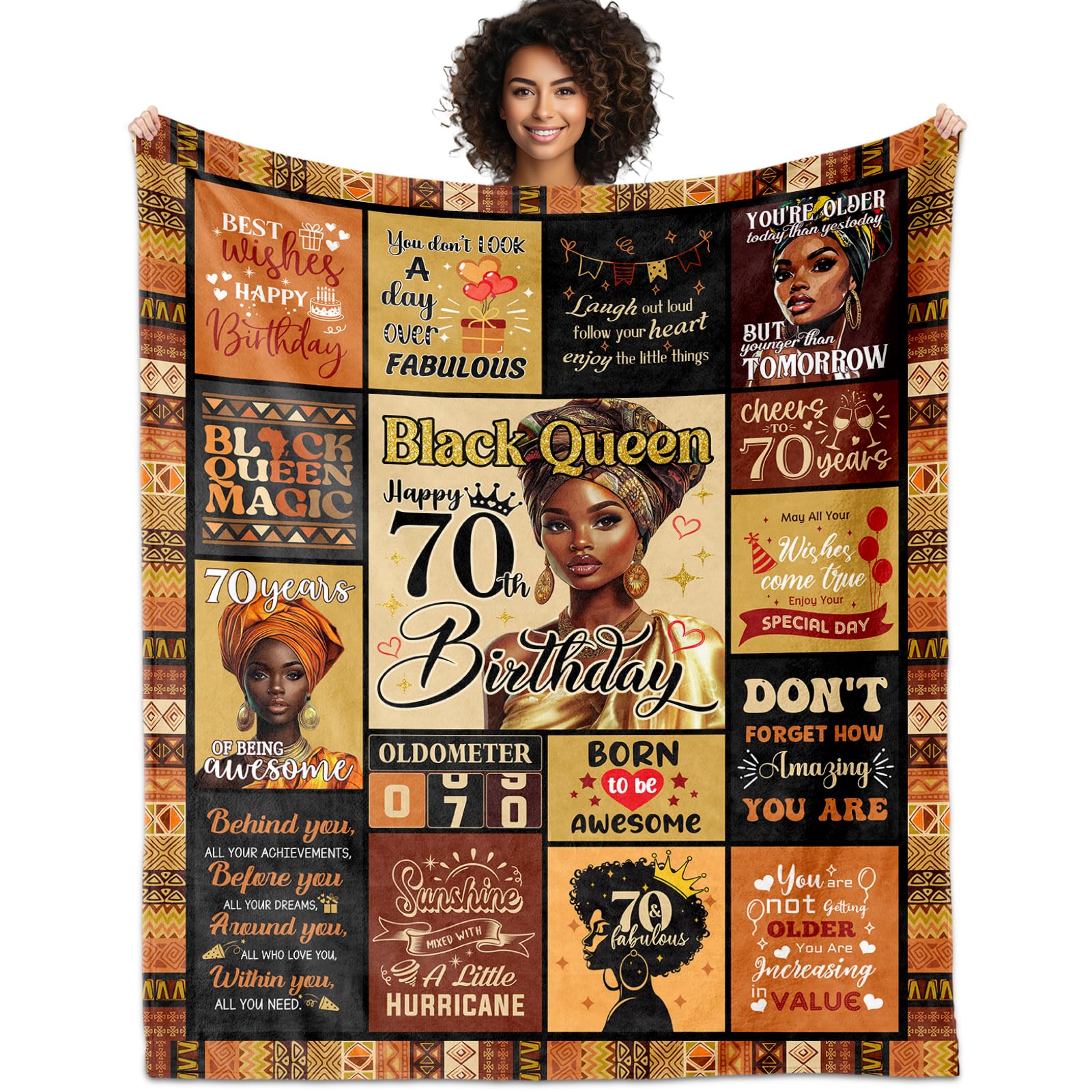 YHIKOUY 70th birthday blanket on display offers warm, celebratory comfort for a milestone