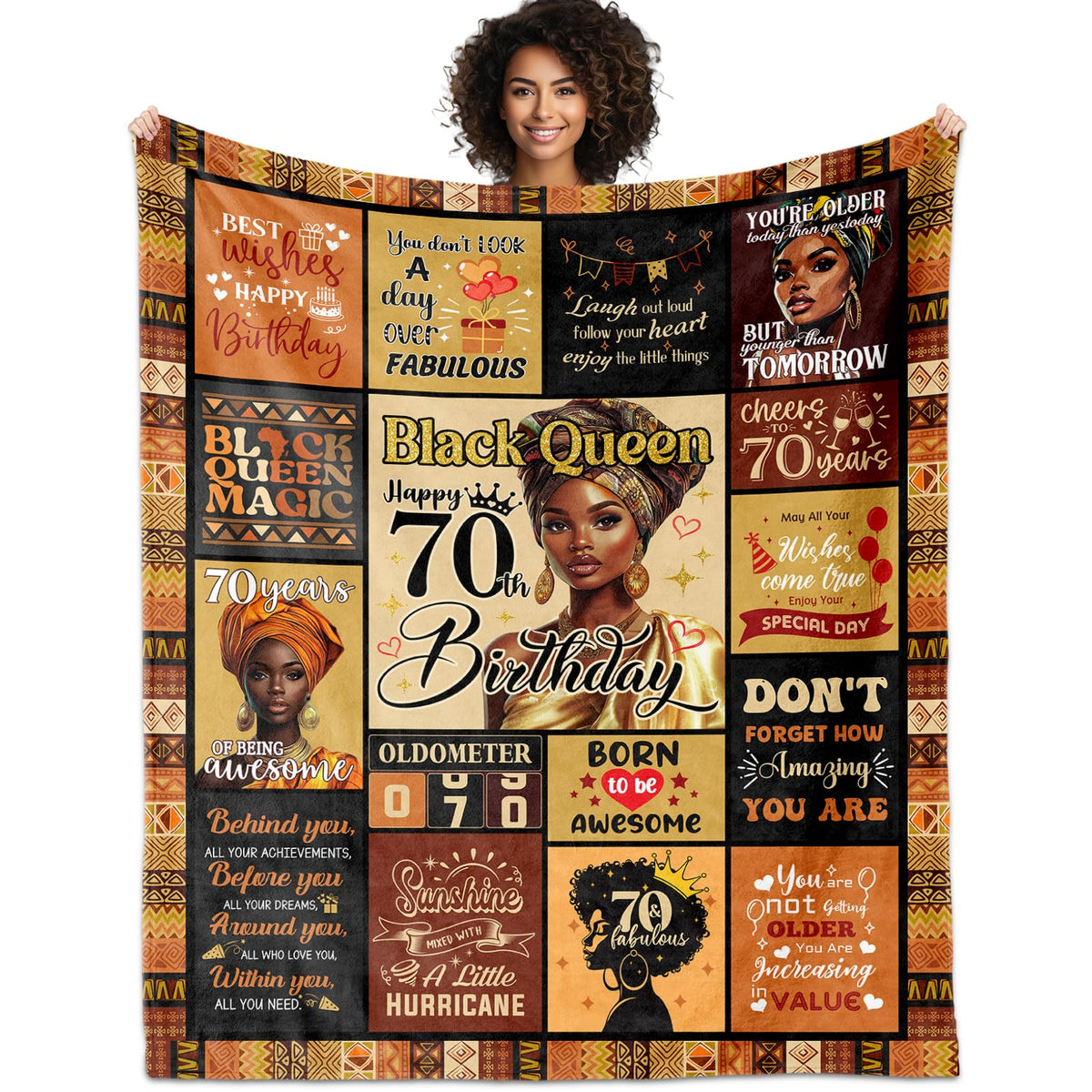 YHIKOUY 70th birthday blanket on display offers warm, celebratory comfort for a milestone
