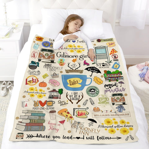 YiCoogius flannel fleece throw folded display for bed layering.