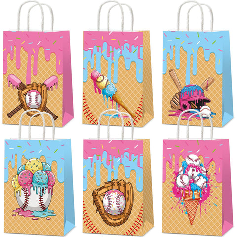 Yiaoyinnz ice cream drip baseball gift bags with six designs for colorful party favors.
