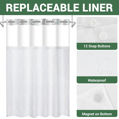 Yiatn snap-in liner included eliminates separate hooks and rings.