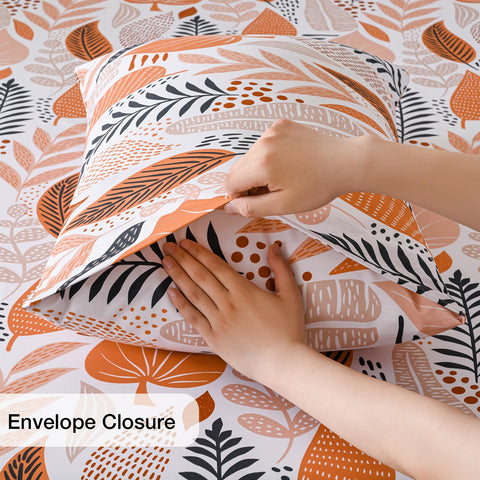 Yibeizi leaves pattern flat sheet adds botanical elegance to any bedroom