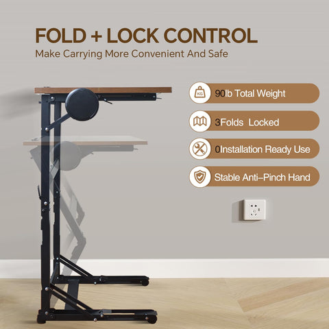 YIBOLIN'S Couch Table Tray with built-in cup holder and device slots for organization.