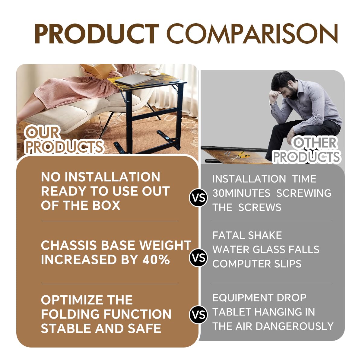 YIBOLIN'S Couch Table Tray folded flat for compact storage.