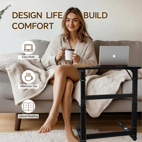YIBOLIN'S Couch Table Tray slides under the sofa for discreet storage.