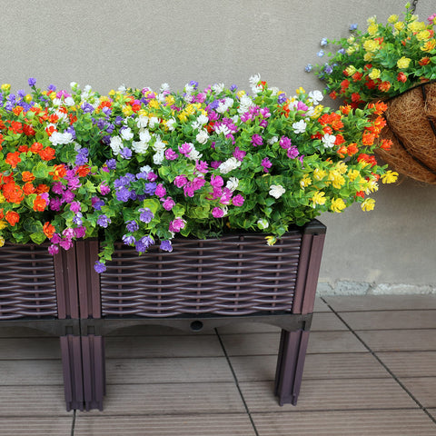 YIBUKIY lifelike outdoor flowers feature silk-screen heads for durable color.