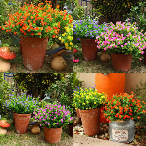 YIBUKIY porch and garden decor boosts curb appeal with maintenance-free greenery.