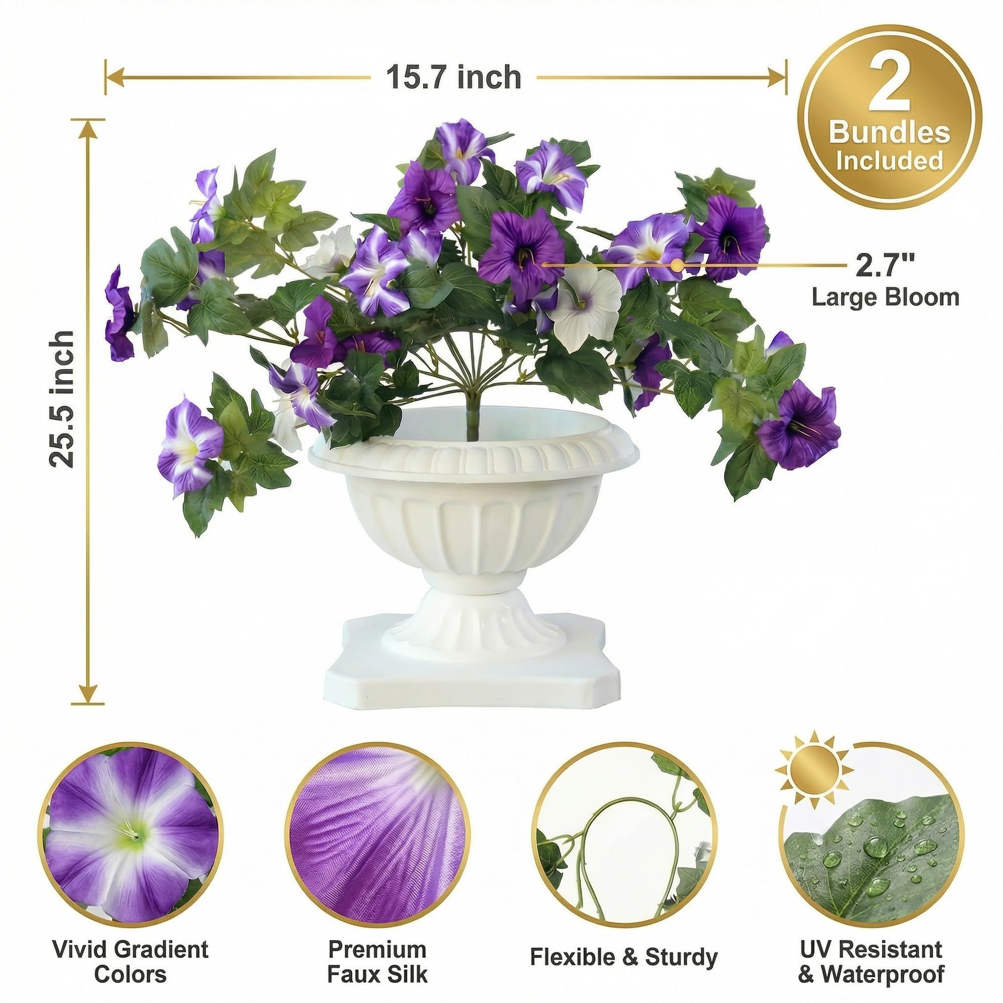 YIBUKIY silk flower heads with UV protection for lasting outdoor use.