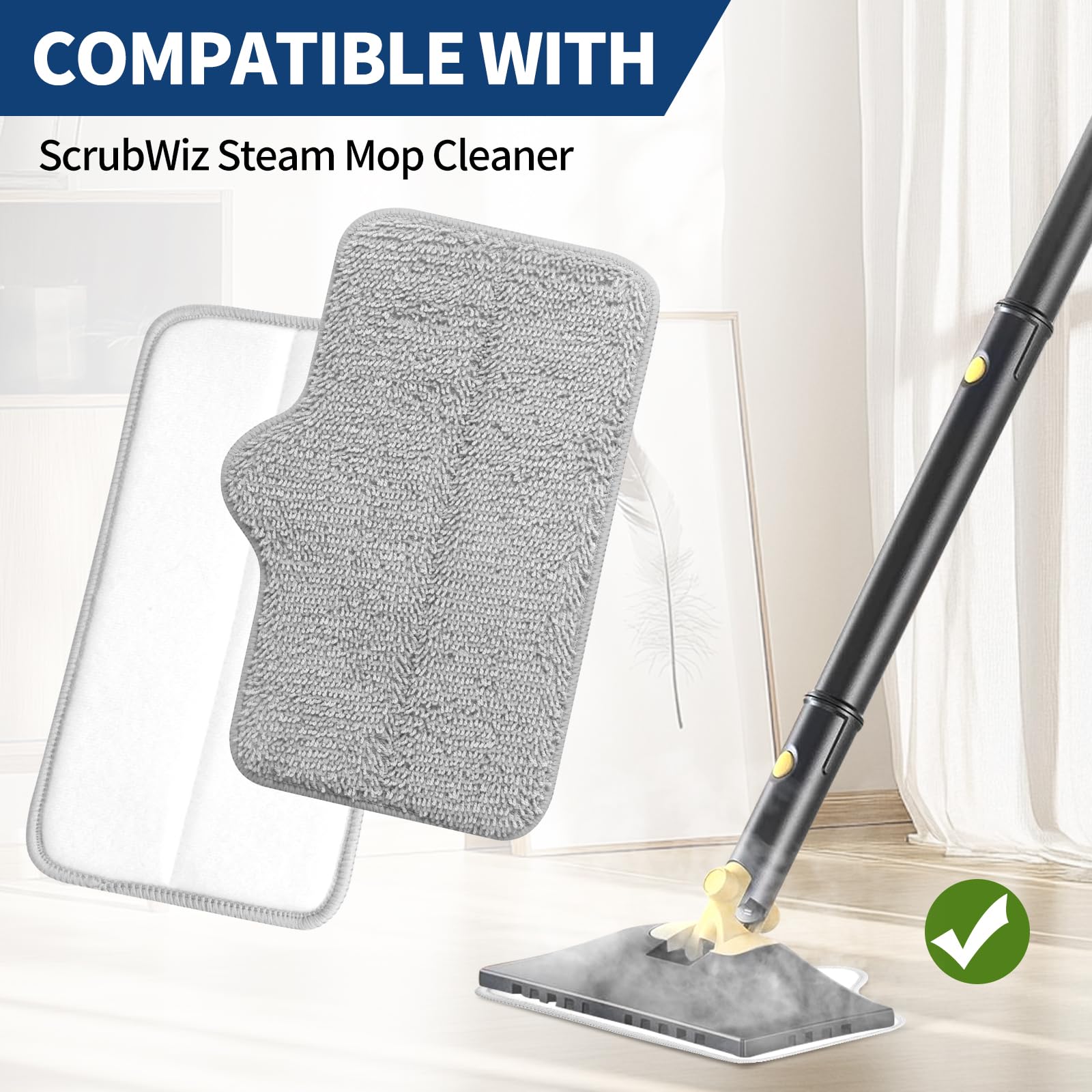 Yicotira microfiber pads close-up shows three-layer design for absorbent cleaning.