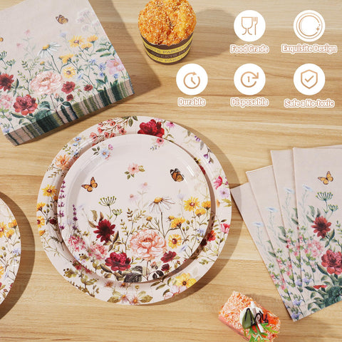 YIDAKO wildflower napkins 6.5-inch absorbent and handy for casual and formal settings.