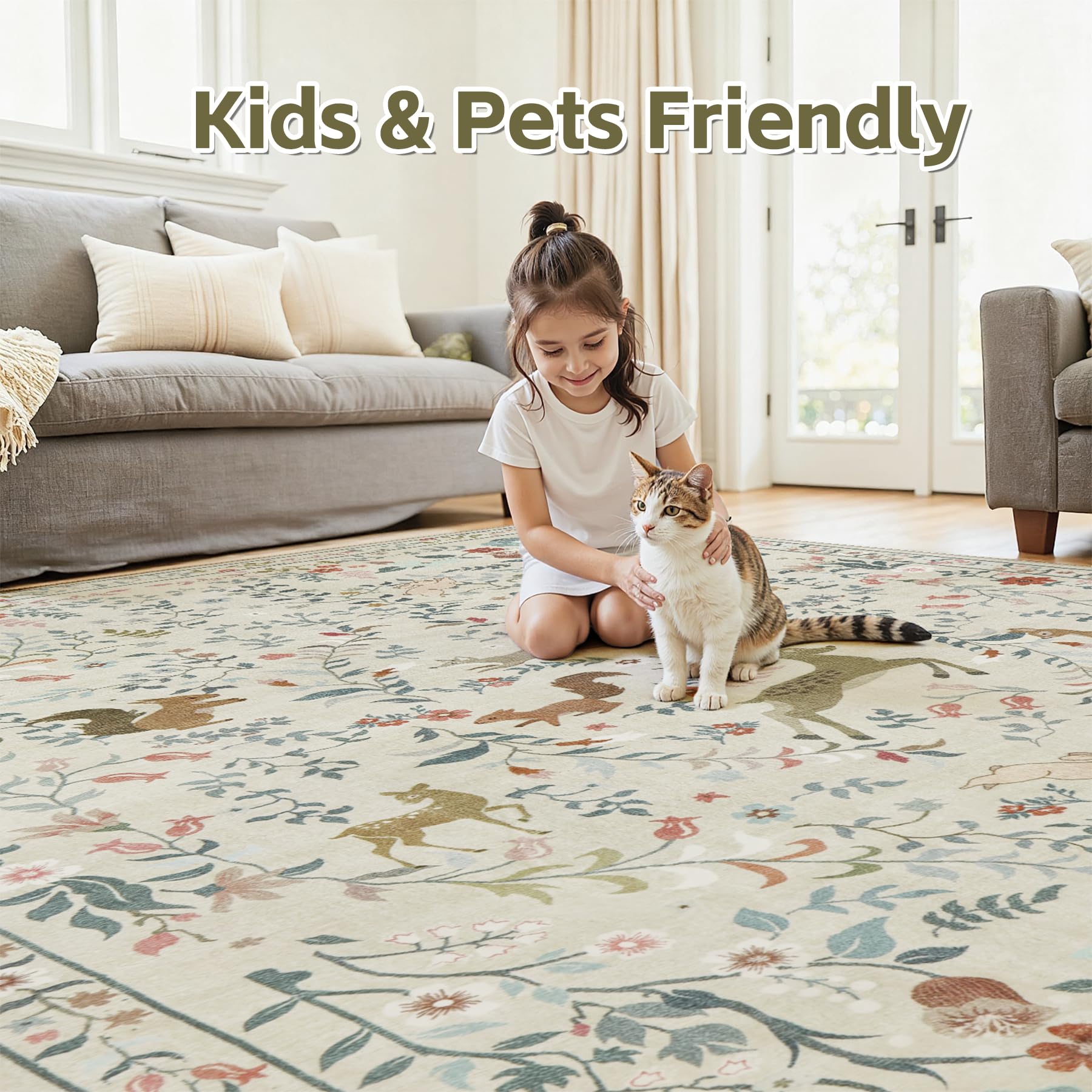 Yidanamy rug under dining table demonstrating defined underfoot comfort