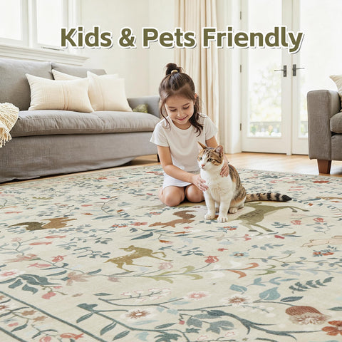 Yidanamy rug under dining table demonstrating defined underfoot comfort