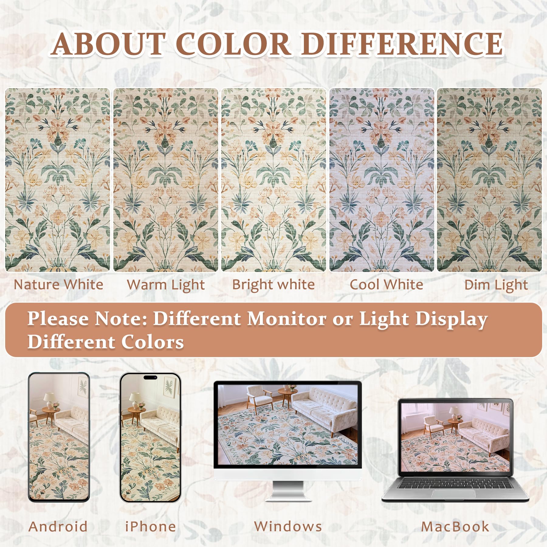 Yidanamy 8x10 rug care guide confirms machine washable convenience.