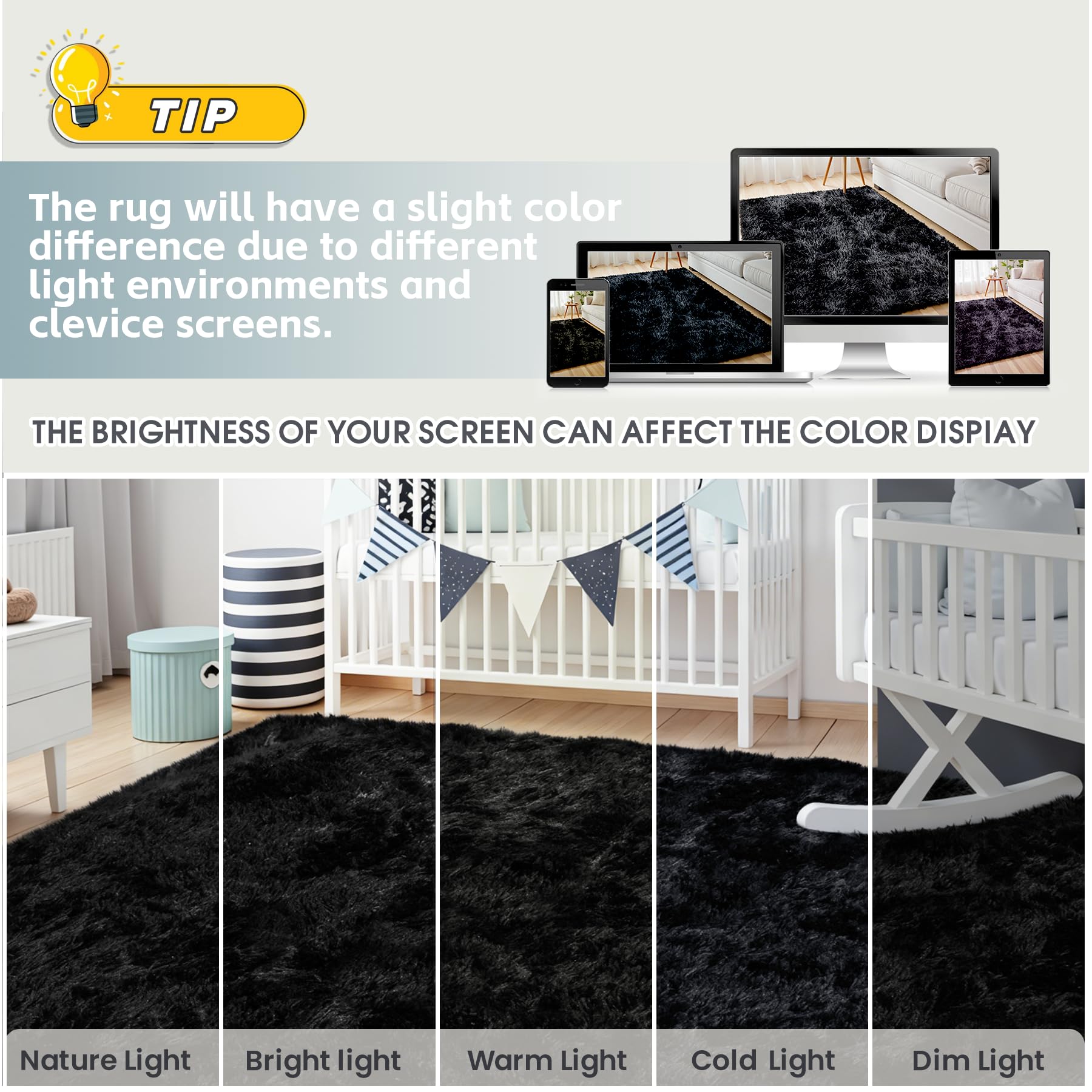 Yidanamy large rug suits nursery, bedroom, and living spaces.