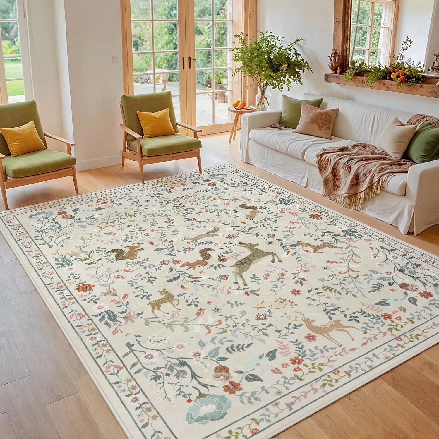Cozy living room setup featuring Yidanamy 5x7 rug as a focal anchor