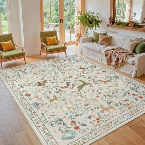 Cozy living room setup featuring Yidanamy 5x7 rug as a focal anchor